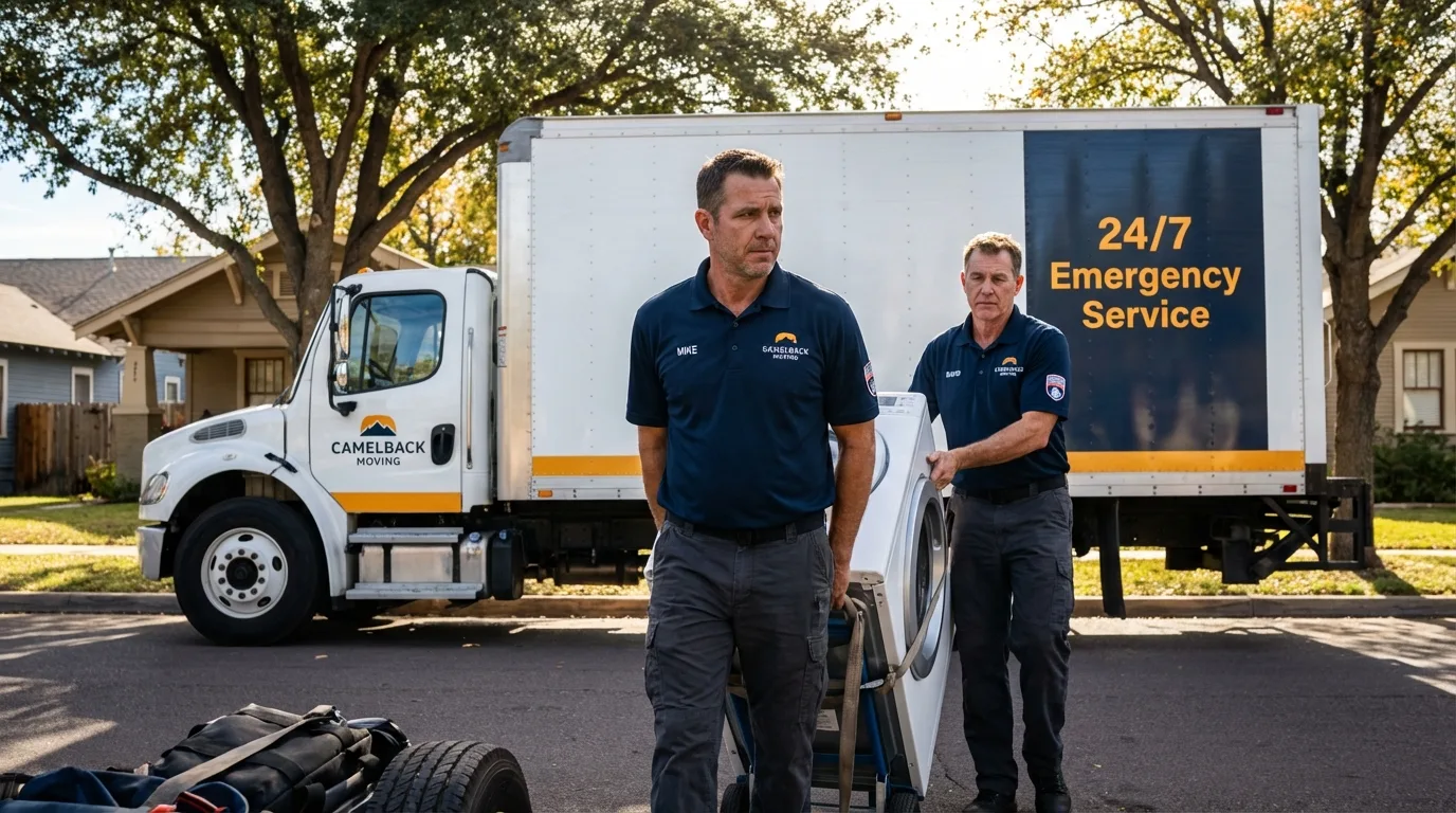 CamelBack Moving crew loading furniture in Hutchins, TX